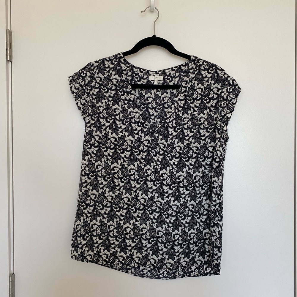 Joie Silk Black & White Floral Blouse - Small